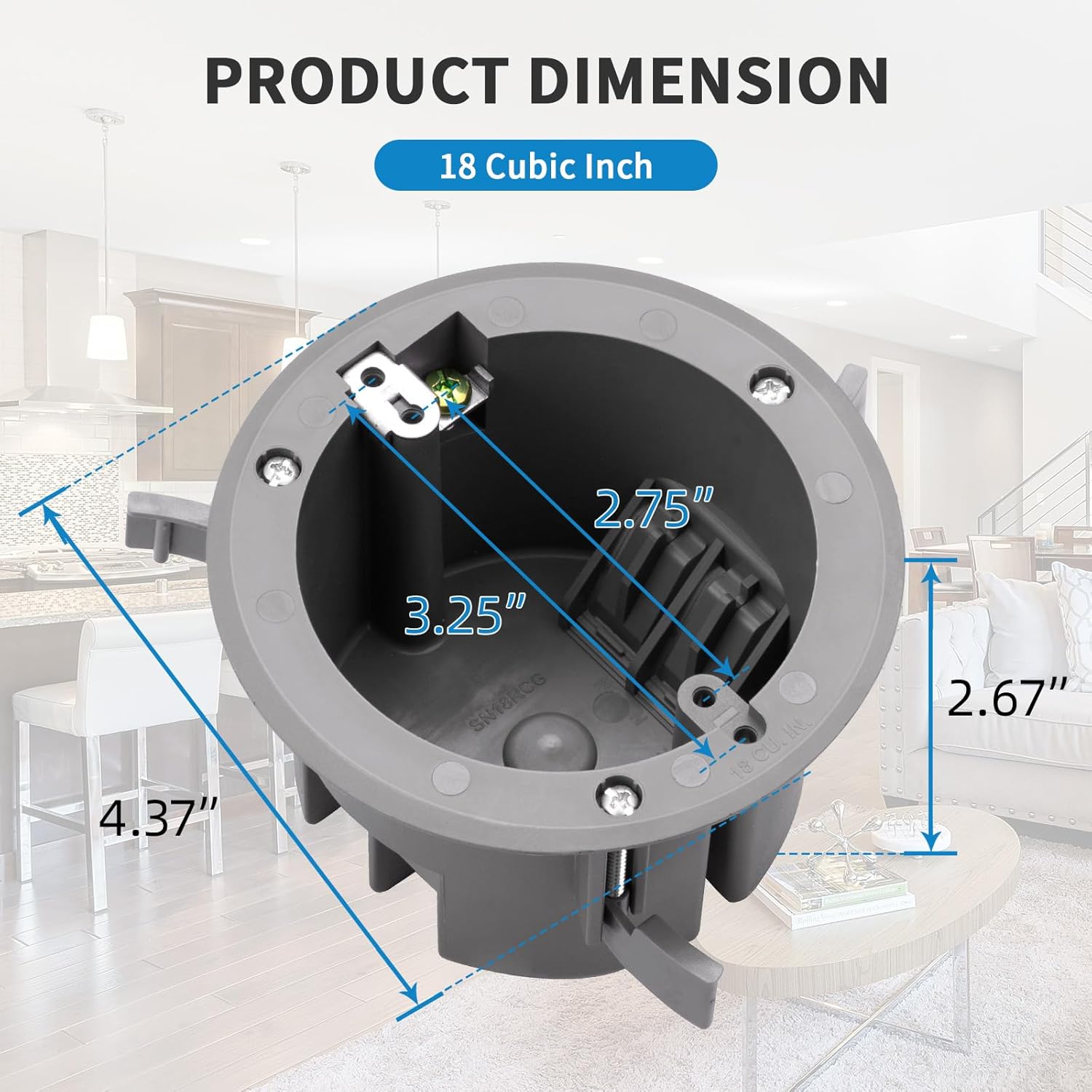 50 PK Round Old Work Electrical Box, 18 Cubic Inch Round Ceiling Electrical Box for Old Work, PVC, ETL Listed to UL514C and UL263, Fire Rated for Two Hours