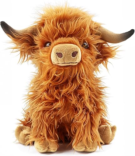 Juguete de peluche de vaca de las tierras altas, adorable peluche de vaca de las tierras altas, juguete de peluche de vaca escocesa, decoración de