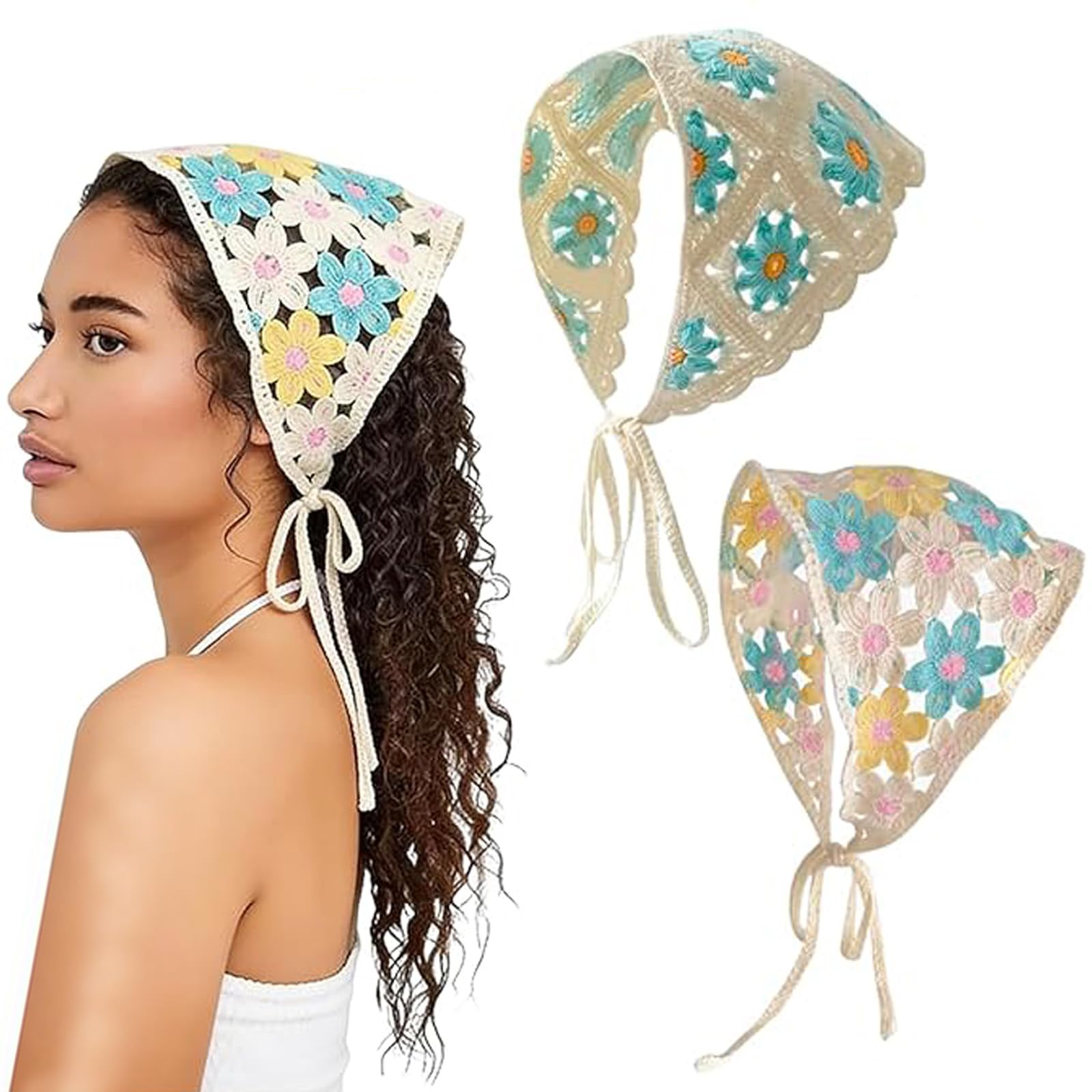 flexibdiex 2Pcs Bandanas for Women,Bandana,Scarf For Women Stylish,Stylish Scarf, Crochet Hair Accessories Scarf,for Daily Wear and Special Occasions-picture-44