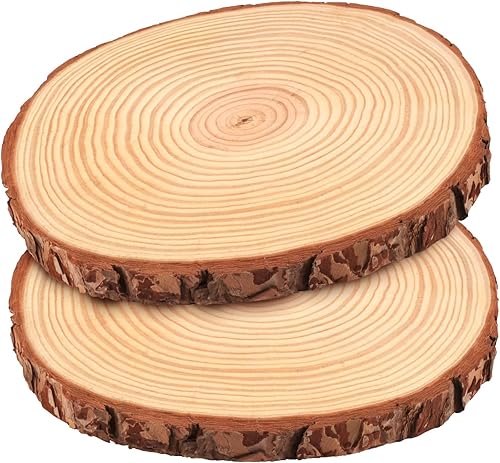 Miniatura 10 de FSWCCK Paquete de 6 rodajas de madera redondas naturales sin terminar, círculo de madera de 7-8 pulgadas, losas de madera grandes para centros