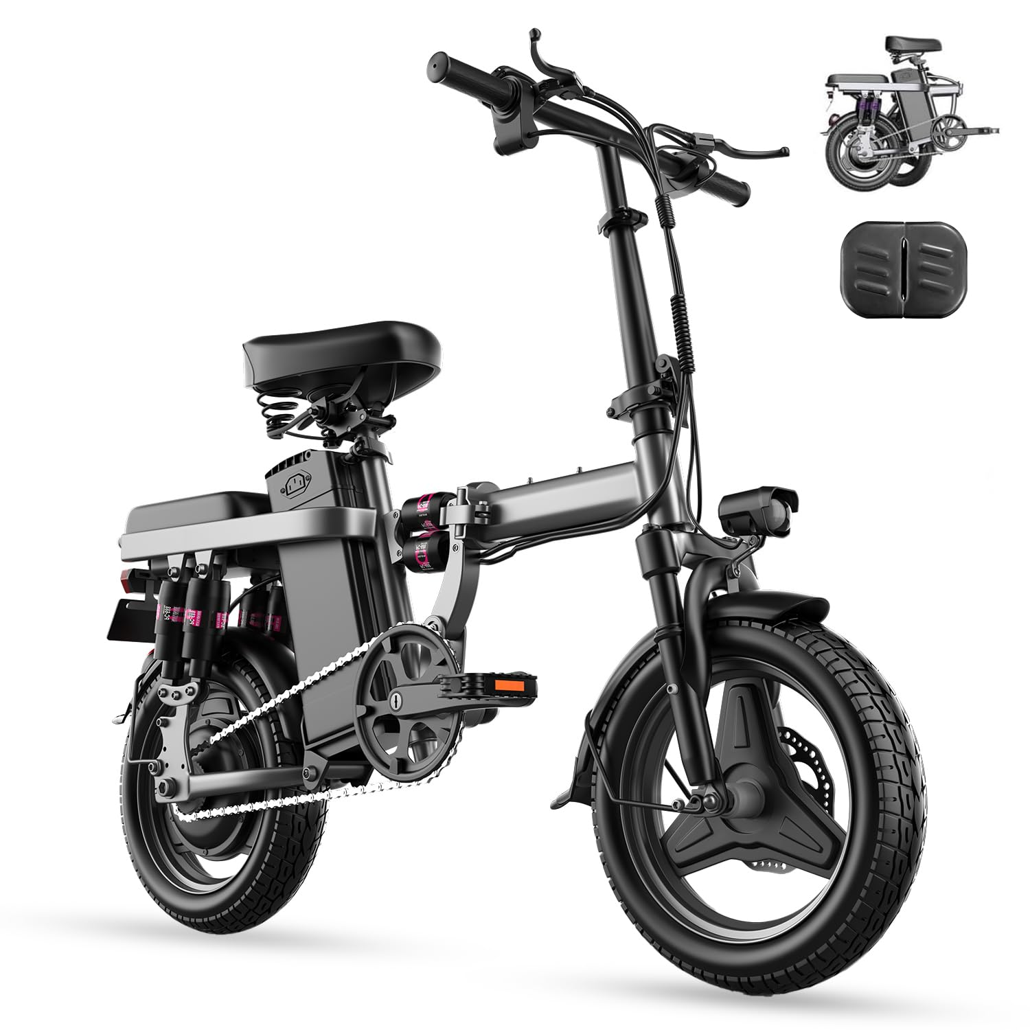 Electric Bike for Adults, Folding Electric Bike, 500W Motor, Up to 20/25 MPH and 20/30 Miles Long Range, 48V 10AH/13AH/15AH Removable Battery, Electric Mini Bike, UL 2849 Certified