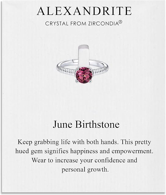Philip Jones June (Alexandrite) Adjustable Birthstone Ring Created with Zircondia® Crystals
