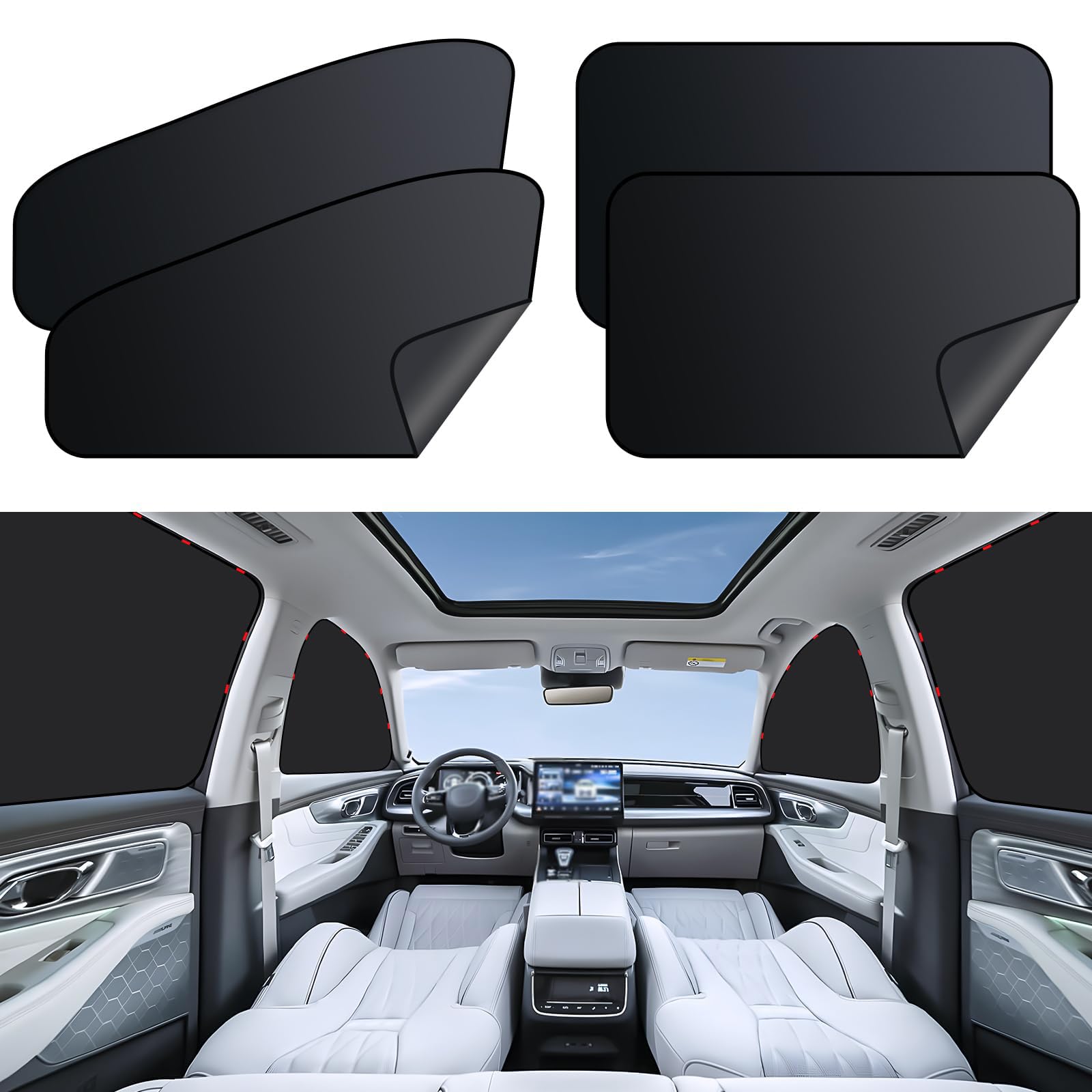 HFFTYU Car Window Shades for BYD Dolphin Surf 2025, Magnetic Car Sun Shade Side Window Blackout Covers, UV Blocker Auto Window Blinds Privacy Curtains,4PCS
