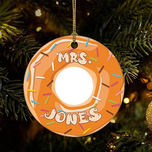 Cheyan Divertido nombre personalizado en donas Adorno de porcelana de Navidad Decoración del hogar Colgantes de Navidad Adornos colgantes para árbol