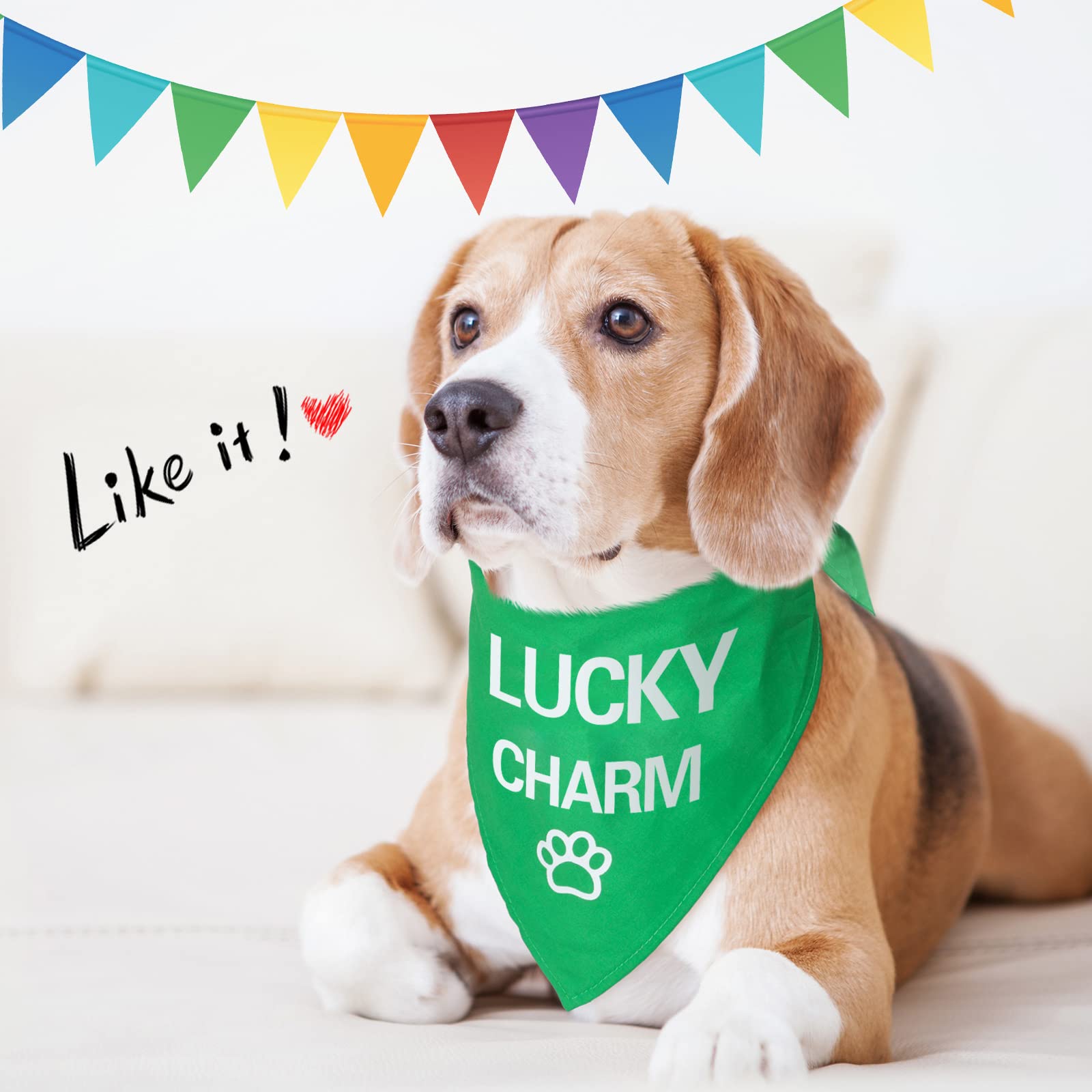 St. Patrick's Day Hundehalstücher, 2 Stück – Irisches Kleeblatt-Design, Für Mittelgroße Bis Große Hunde, Grün, 68,9 X 45,7 Cm