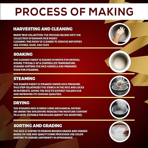 Miniatura 13 de Crown™ Arroz Basmati blanco parboiled (Sella) de primera calidad - Arroz Basmati blanco de 2 años de edad - Arroz Basmati blanco de grano extra