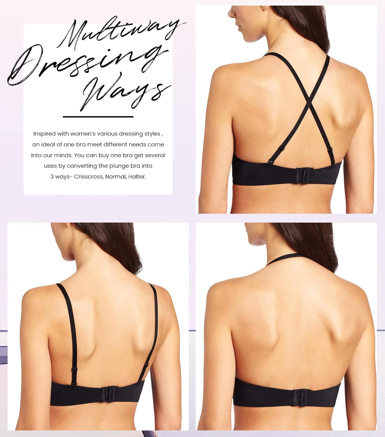 Wekofi Deep V Plunge Bras for Women Convertible Sexy Low Back Invisible Magic Wire Bra