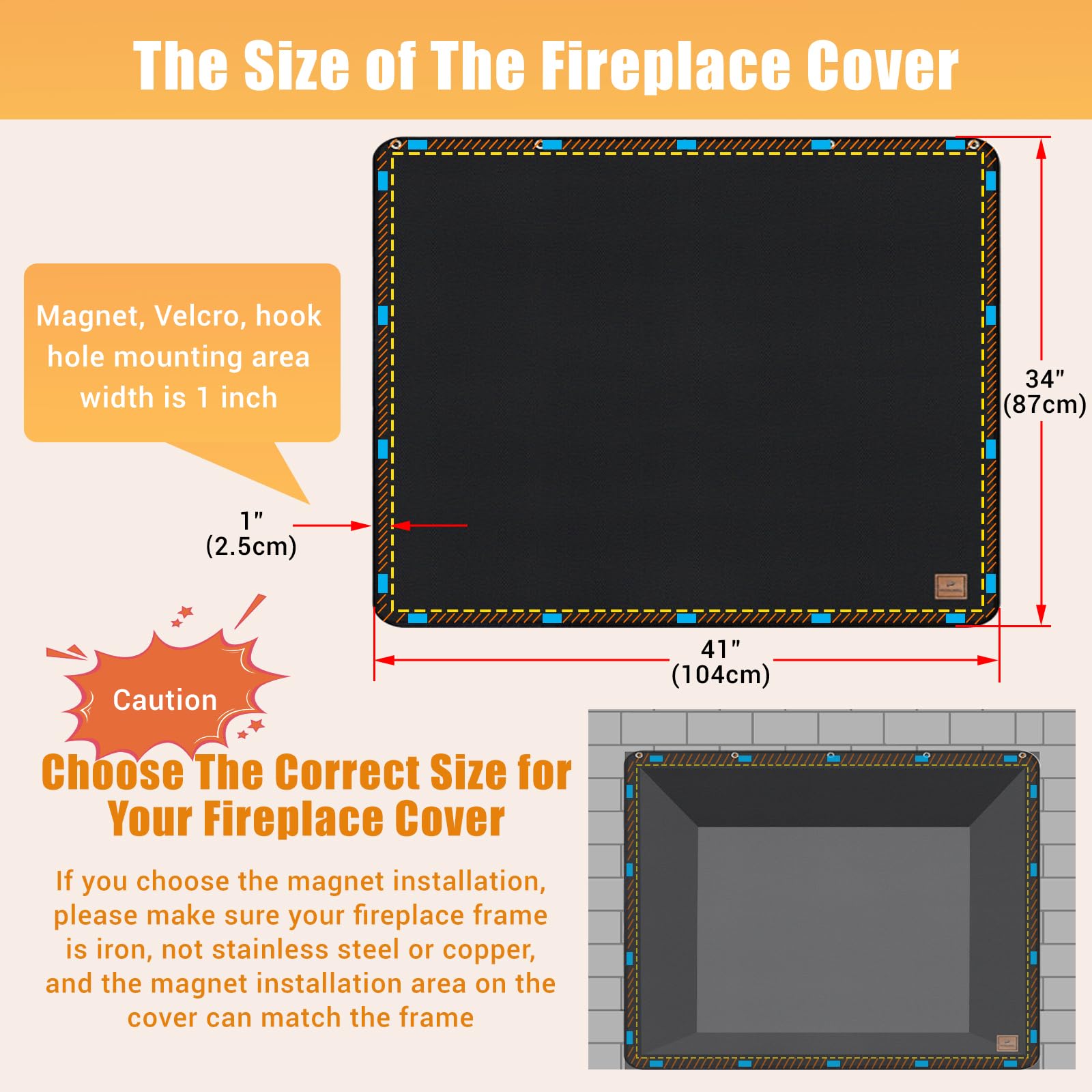 Magnet Fireplace Cover, Draft Blocker, Fireplace Blanket for Heat Loss Fireplace Flue Blocker, Cold Air Blocker - Image 2