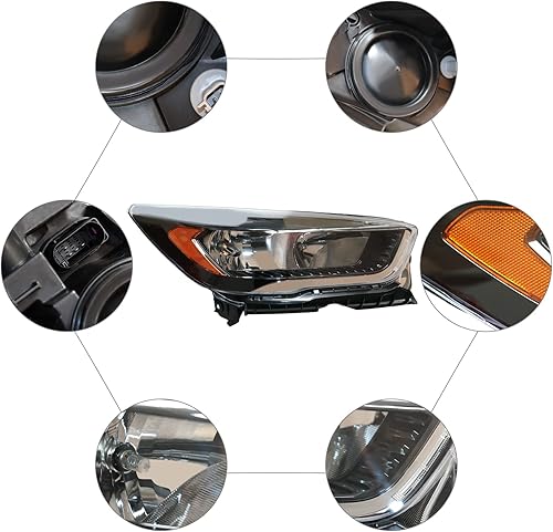 Miniatura 5 de CNCEST Faros delanteros de proyector sin LED DRL  Ajuste directo  Carcasa negra transparente  Para modelos Ford Escape 2017-2019  Lado derecho del