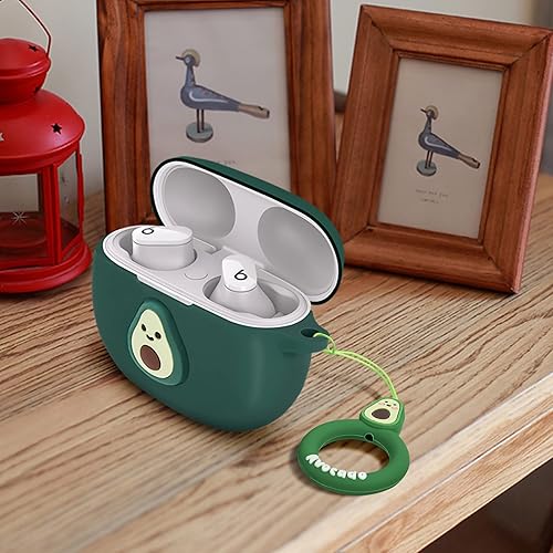 Miniatura 6 de Funda para Beats Studio Buds, linda funda de aguacate Kawaii con llavero diseño de dibujos animados 3D, funda protectora de silicona suave divertida