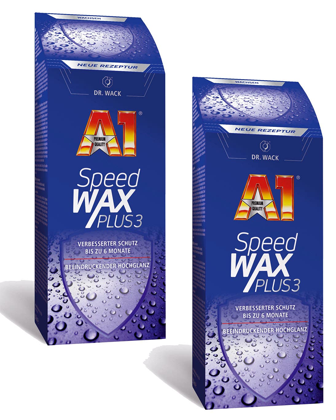 2 x 500 ml Dr. Wack A1 Speed Wax Plus 3, cera dura para coche, protección de pintura, sellador de pintura, cera de carnauba con efecto de perla de agua extremadamente duradero para todos los
