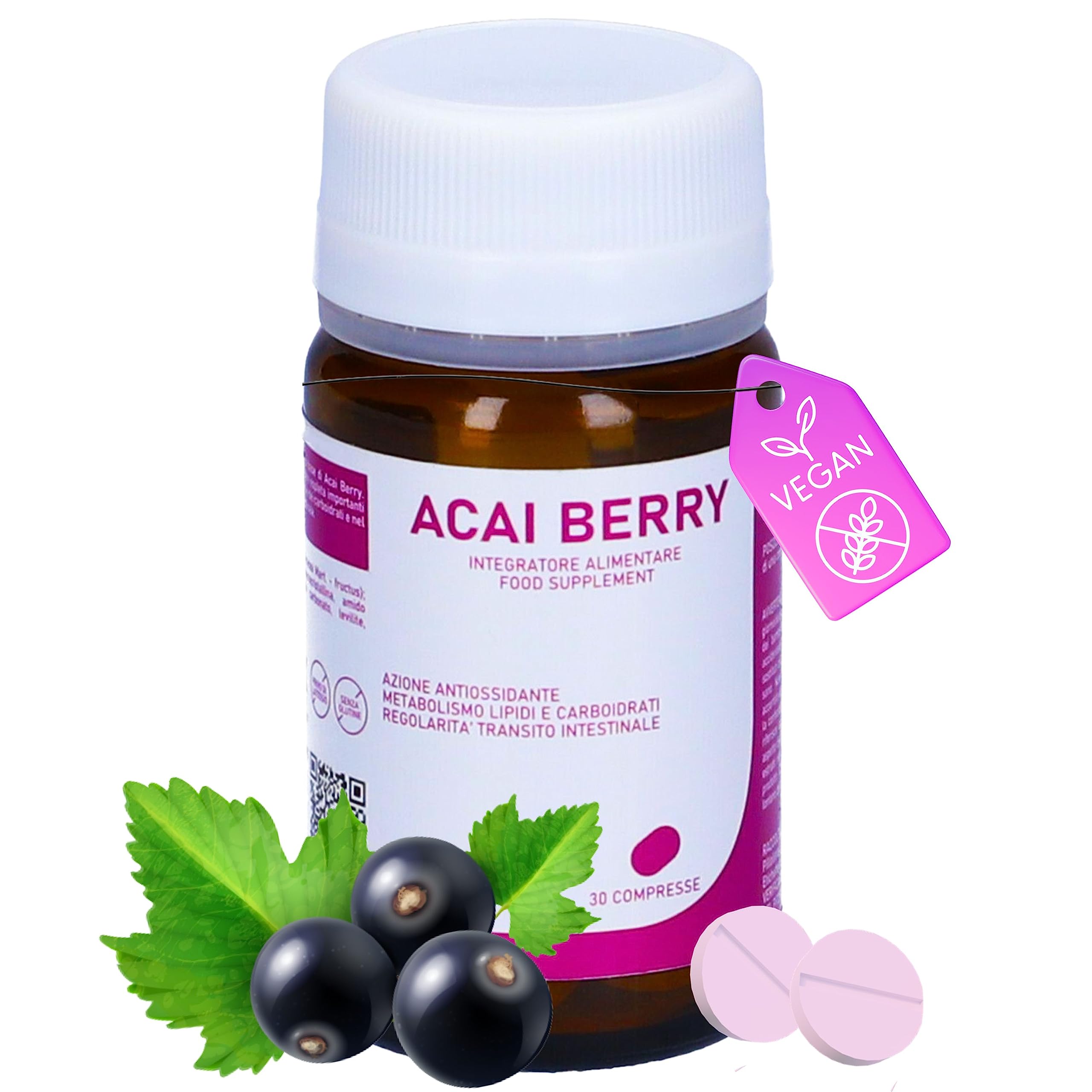 ALGILIFE ACAI BERRY Compresse Vegane di Estratto Naturale di Bacche Acai (30 compresse, scorta 1 mese) Antiossidanti Integratori Alto Dosaggio, Acai capsule da polvere di Bacche di Acai dall'Amazzonia