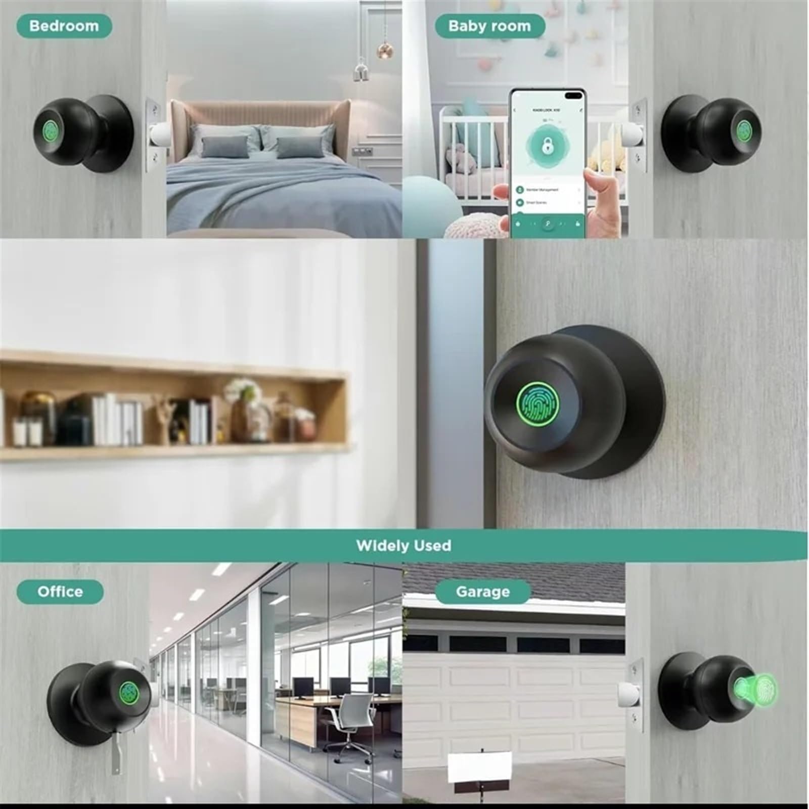 Kontrola aplikacji Bluetooth Inteligentny zamek bezkluczykowy Klamka do drzwi Cyfrowy elektroniczny z czytnikiem linii papilarnych Biuro Handlowe(Nero)