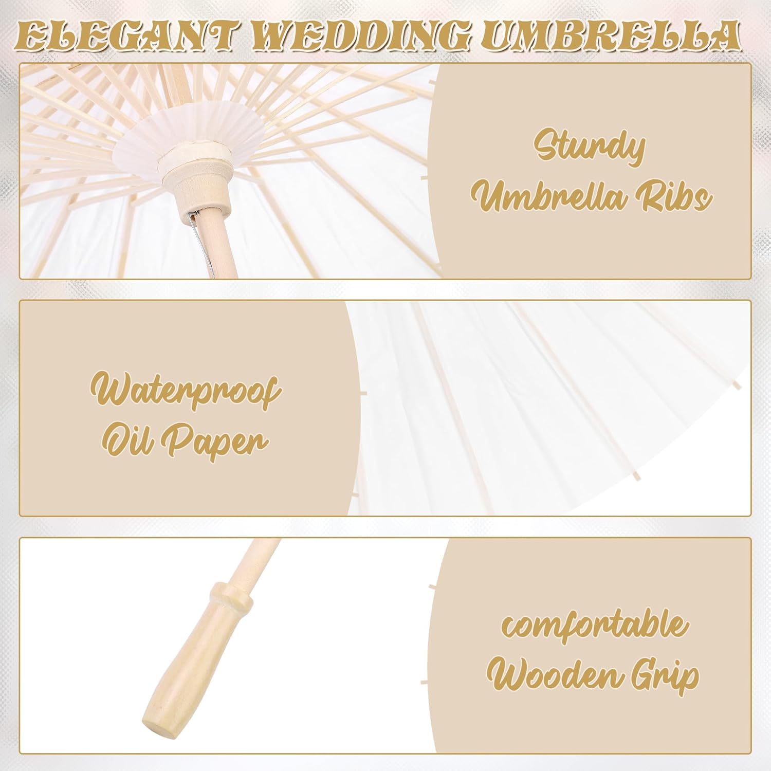 Aodaer 100 Pack Paper Umbrellas Chinese Japanese Parasol 33 Inches Paper Decorative Oiled Paper Umbrella DIY Painting Crafts for Wedding Bridal Party Decor Photography Props, White