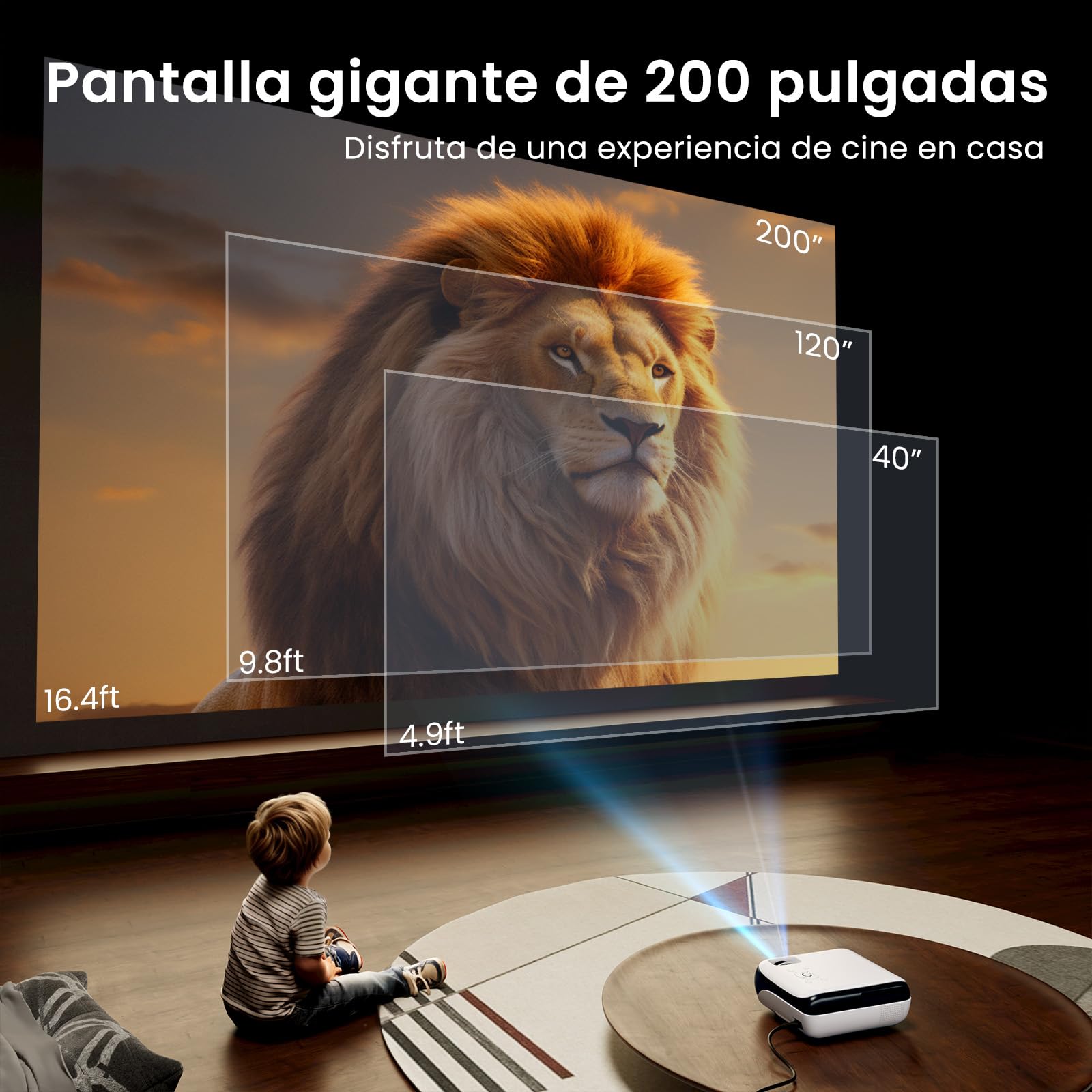 HAPPRUN H1 Proyectores Portátil 1080P Nativo,Proyector 4K,Bluetooth 5.1 para Exteriores Compatible con TV Stick, Smartphone, Laptop, HDMI, USB