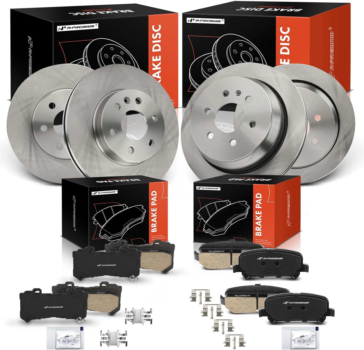 A-Premium Front and Rear Vented Disc Brake Rotors + Ceramic Pads Kit Compatible with Select Chevrolet and GMC Models - Colorado 2015-2020, Canyon 2015-2020, 12-PC Set