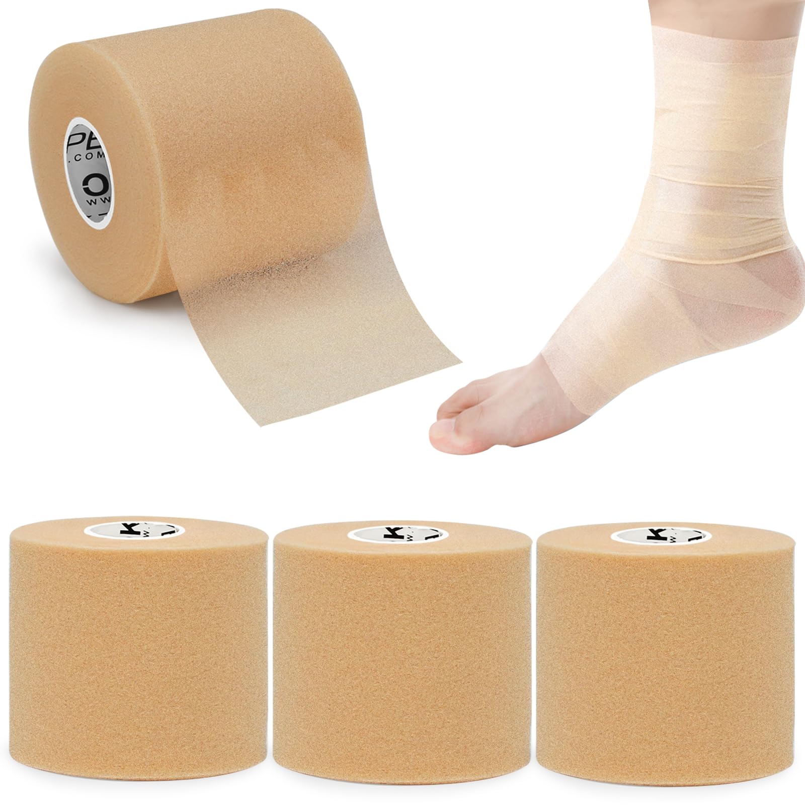 6 Rotoli Nastro Sportivo In Schiuma Nero - Bendaggio Elastico Per Caviglie, Polsi, Ginocchia - Larghezza 6cm X 20m