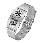 Theluckytag Upgraded Medical Bracelets Men Women with QR Code Medical Alert ID Bracelets - Titanium Steel Wristband Fits Wrists Up 8\'\'-10\'\' - More Space Custom Emergency Med ID Info