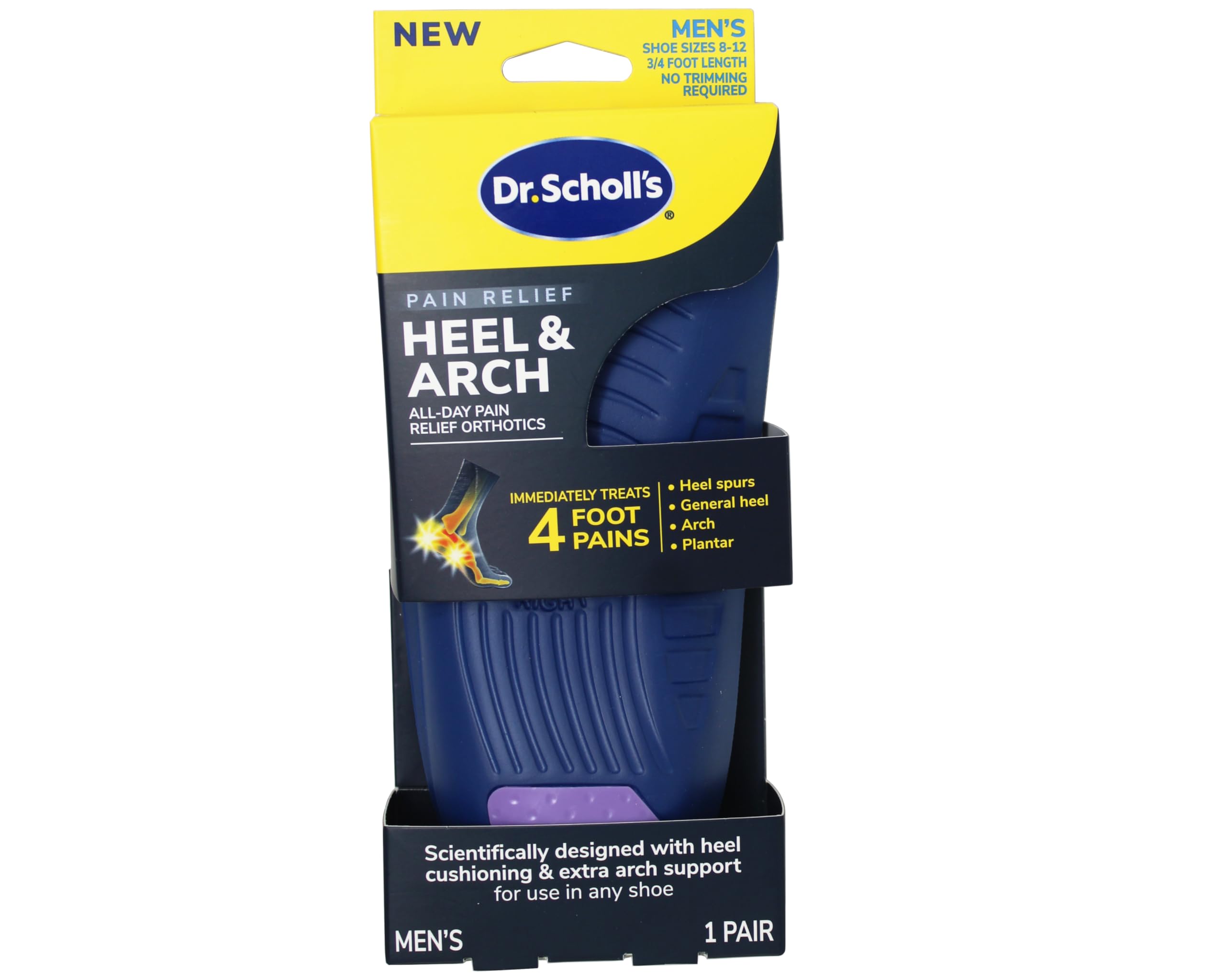 Dr. Scholl’s Heel Pain Relief Orthotics // Clinically Proven to Relieve Plantar Fasciitis, Heel Spurs and General Heel Aggravation (for Men's 8-12, Also Available for Women's 5-12)