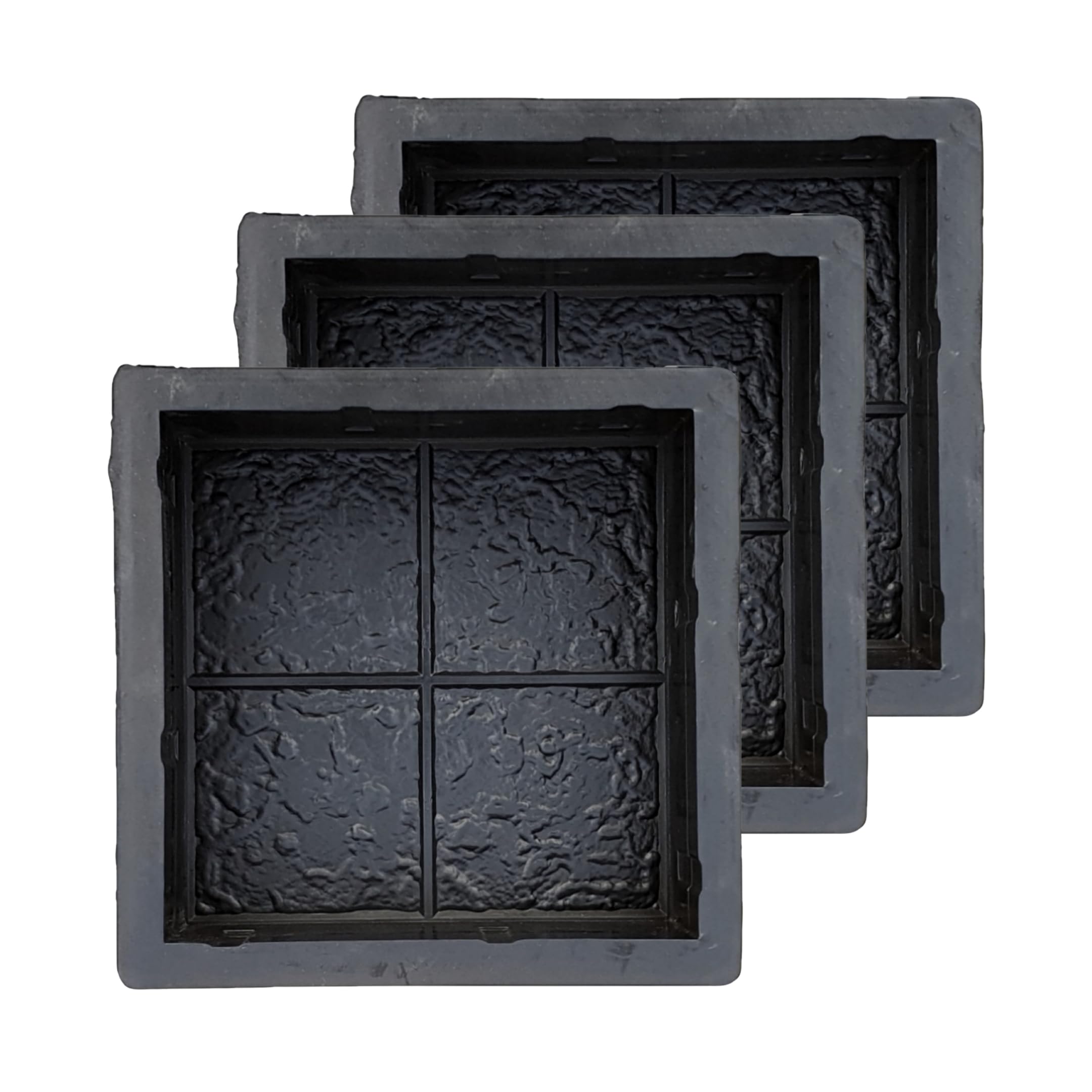 Reyal Black 8x8 Four Square Paver Block Mould 60mm (Pack of 3) Black Rubber Mold DIY Interlocking Paver mould Cement Mold DIY Patio mould