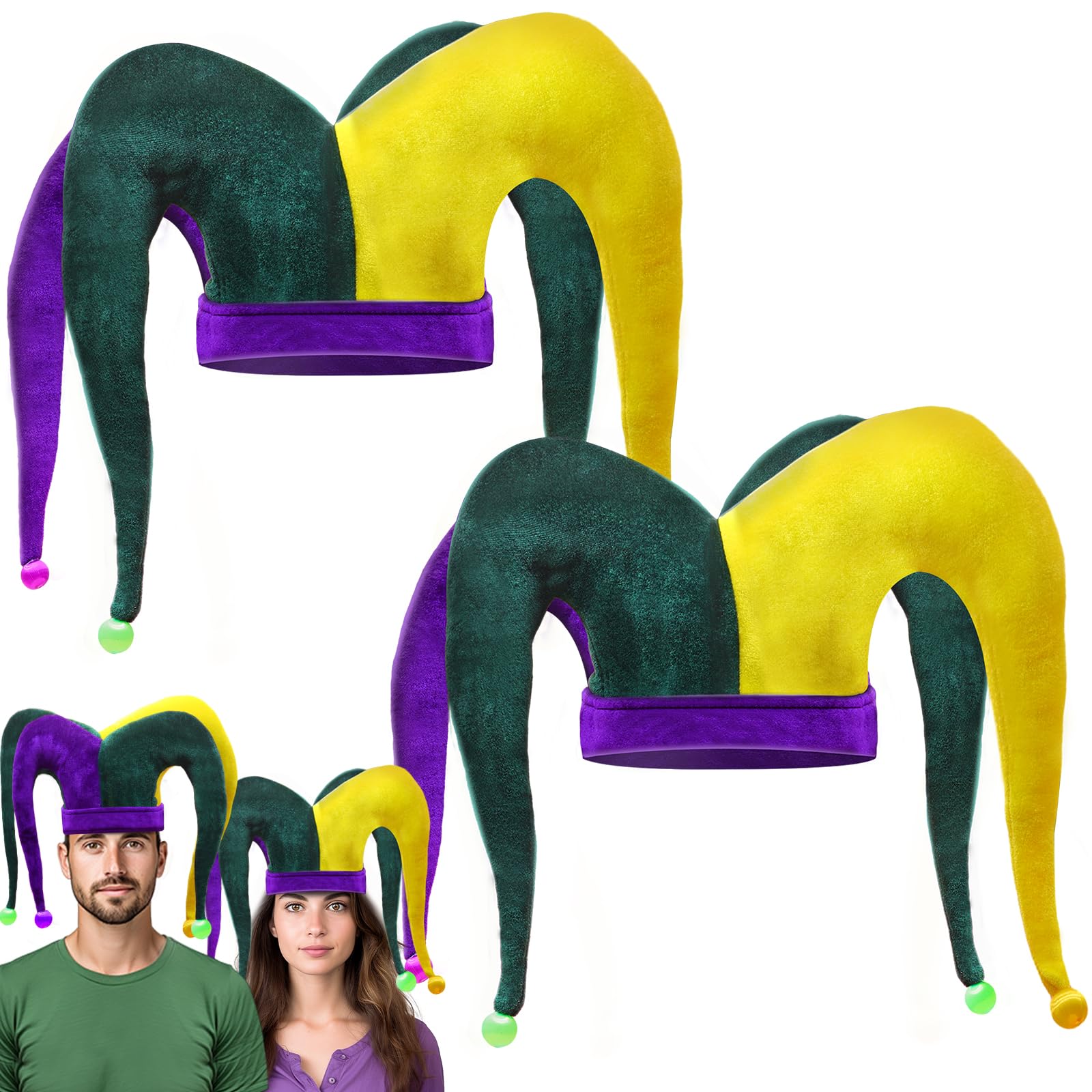 Camlinbo Mardi Gras Hats Jumbo Balls Necklace Jester Hat Necklaces Clown Hat Beads Necklace Party Favor Costume Accessories