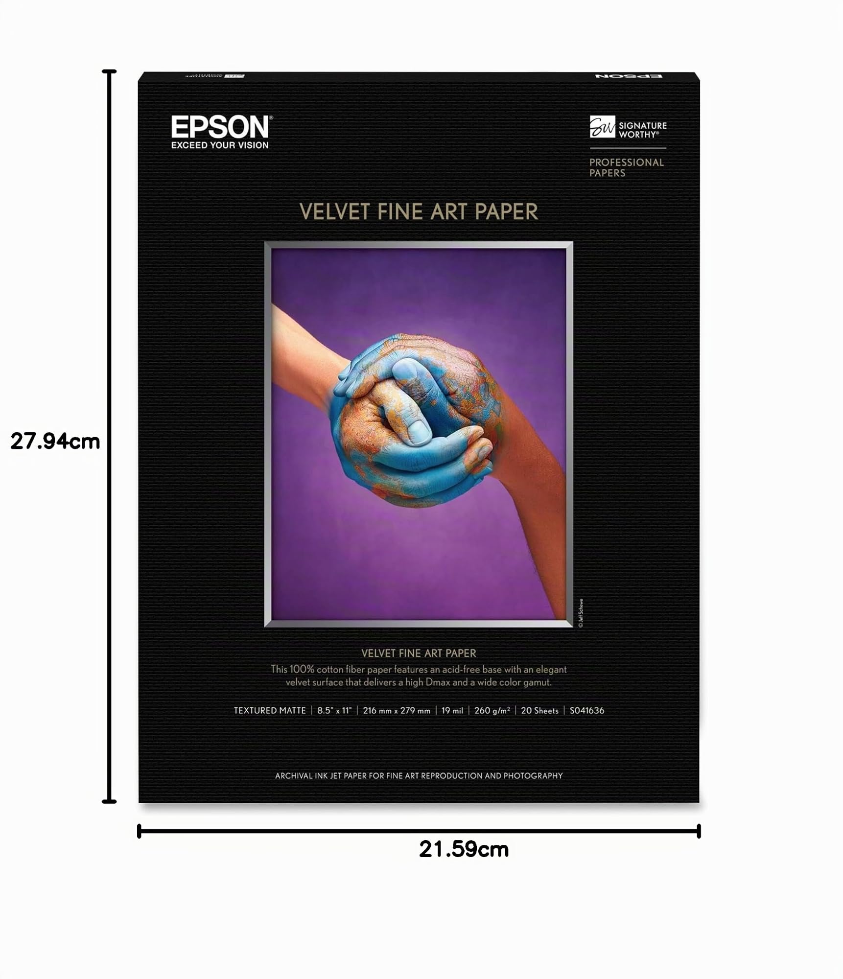 Epson S041636 Velvet Fine Art Papier, 21,6 x 27,9 cm, 20 Blatt