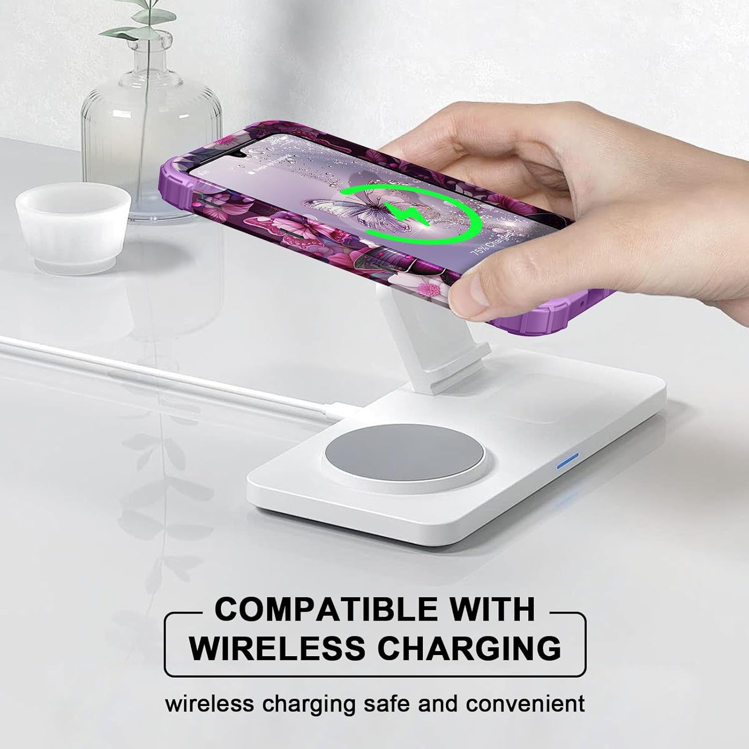 PIXIU Unique Flower Pattern Compatible with Samsung Galaxy A16 5G case, Heavy Duty Dual Layer Shockproof Full-Body Protective Sturdy Hybrid Cute Rugged Case for Women,Girls,Kids-Butterfly - Image 7