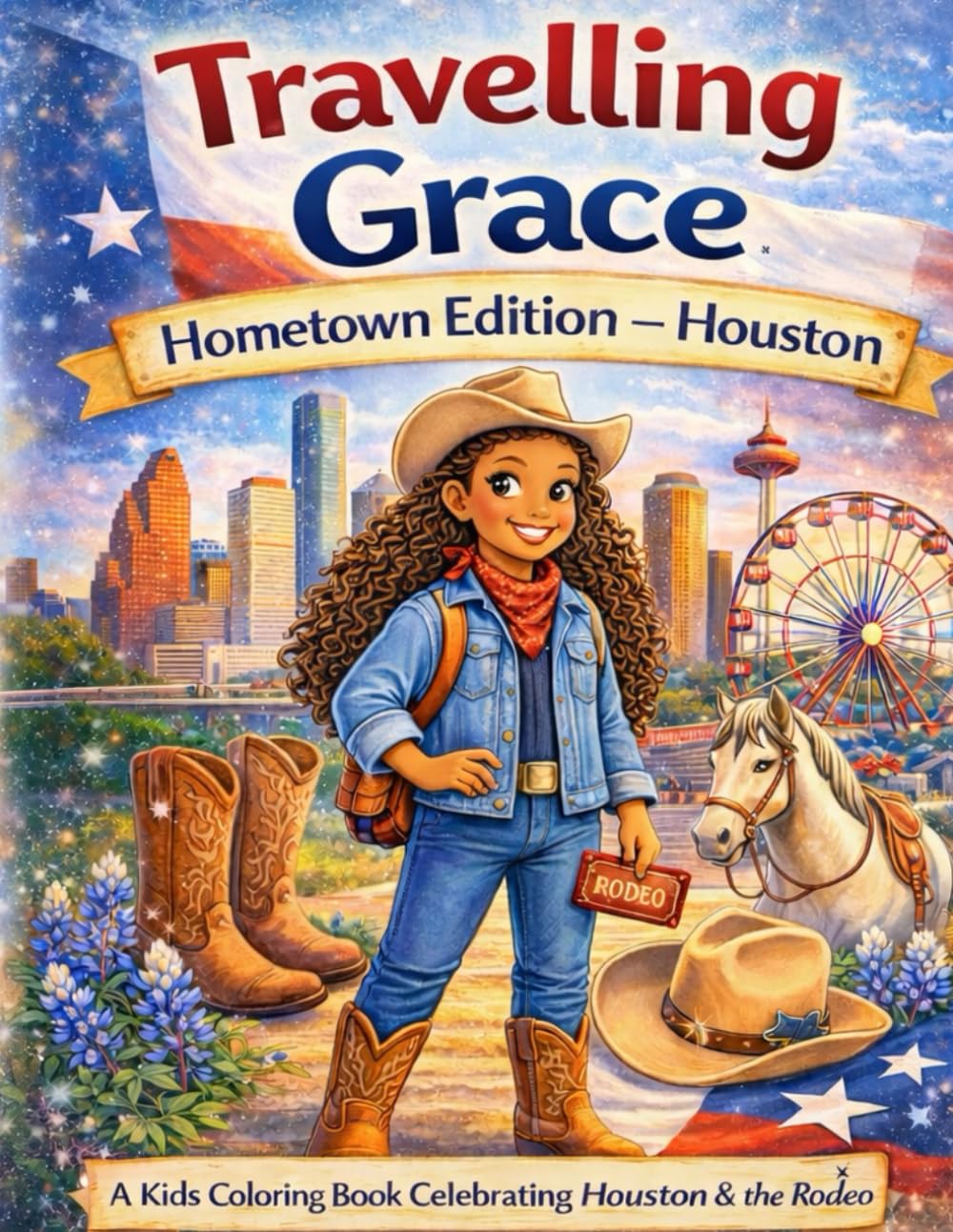 Travelling Grace: Houston Hometown Edition: A Children’s Coloring Book Adventure