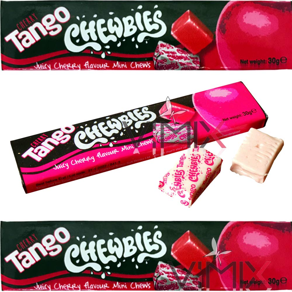 Tango CHEWBIES Hard Mini Chews Sweets 10 Bars x 30g (Cherry)