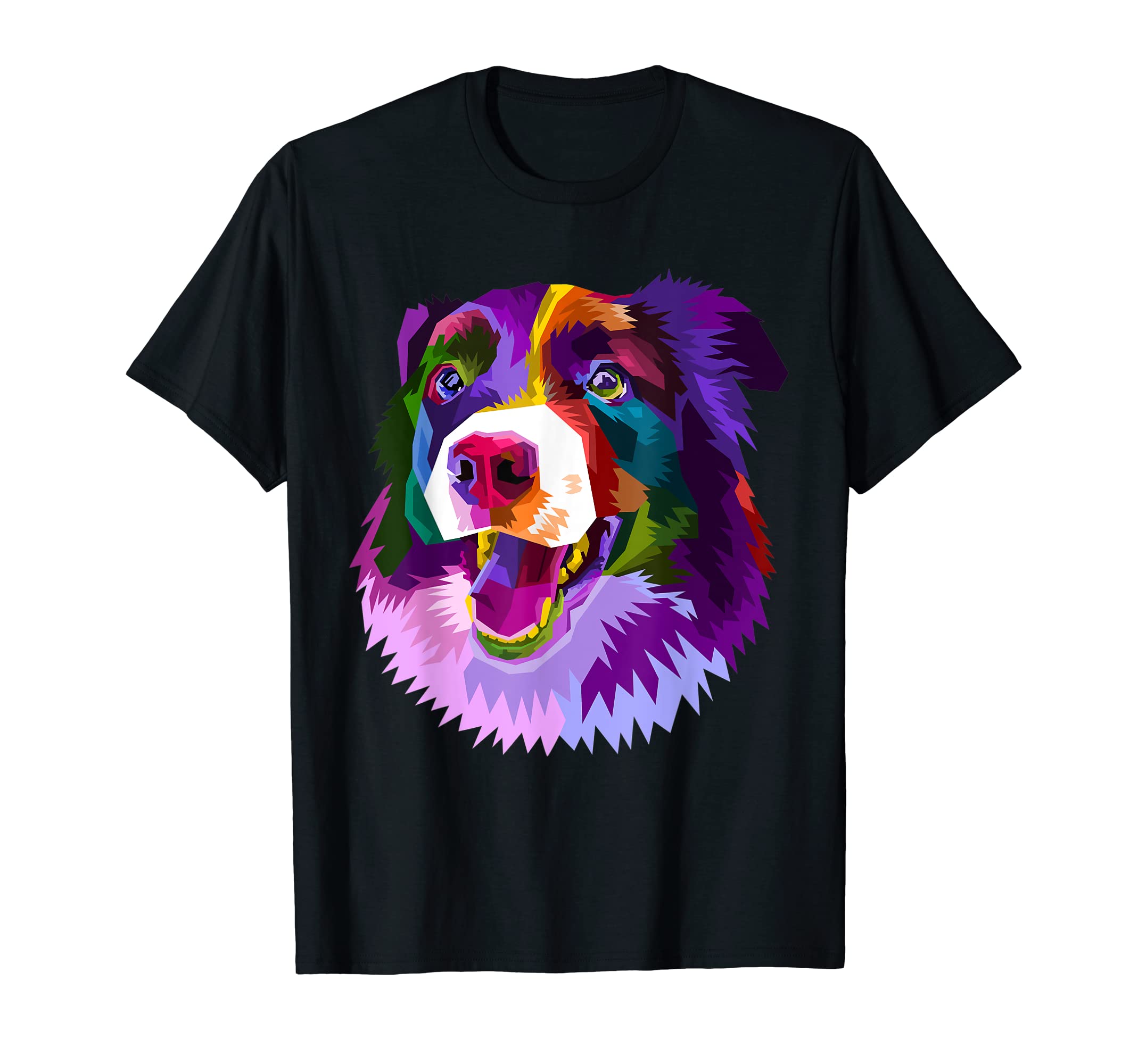 Border Collie Dog Designs For Dog LoversBorder Collie Pop Art Portrait Colorful For Dog Owners T-Shirt