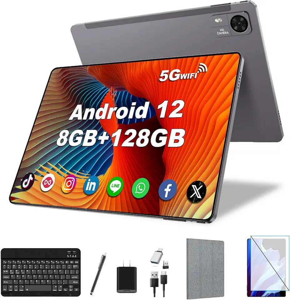 تابلت اندرويد 10.1 انش، ذاكرة RAM 8GB، تخزين 128GB، معالج ثماني النواة، 5 مليون + 13 مليون كاميرا مزدوجة، واي فاي وبلوتوث 1TB شاشة IPS FHD وبطارية 4000mAh قوية