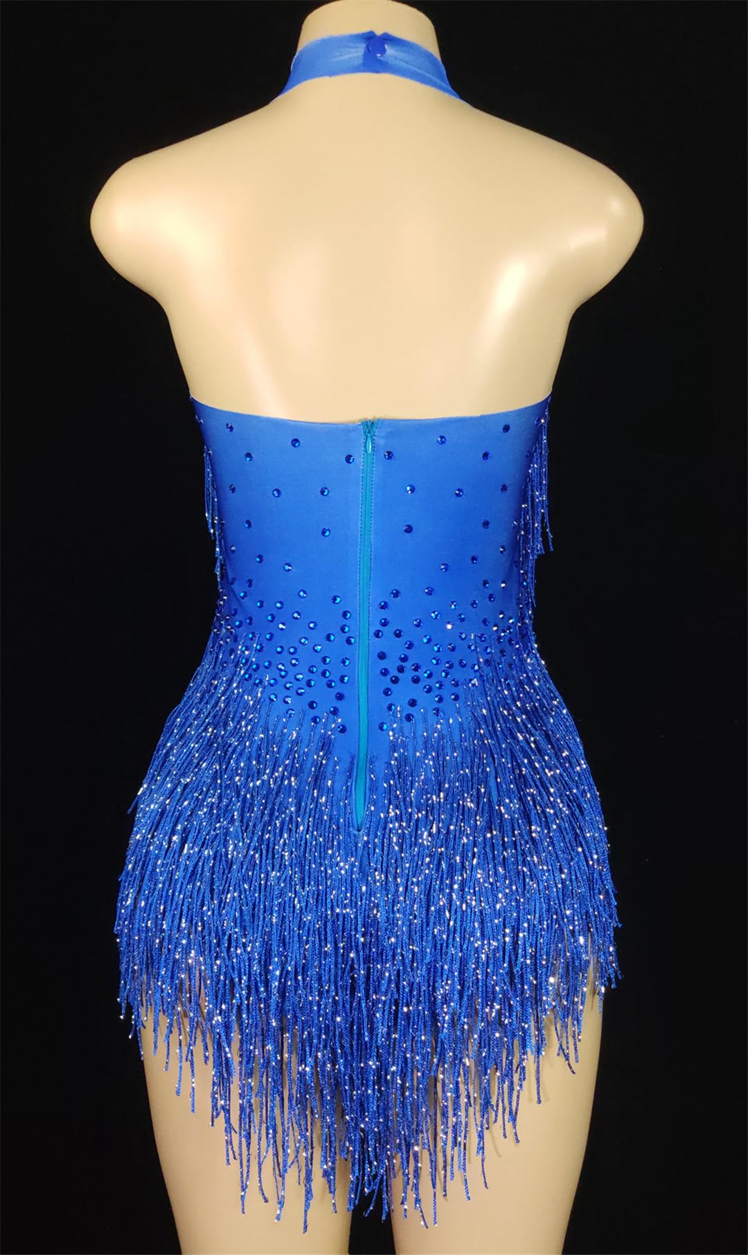 Body sexy con flecos de cristales brillantes y borlas, traje de baile de jazz, ropa de una pieza para escenario