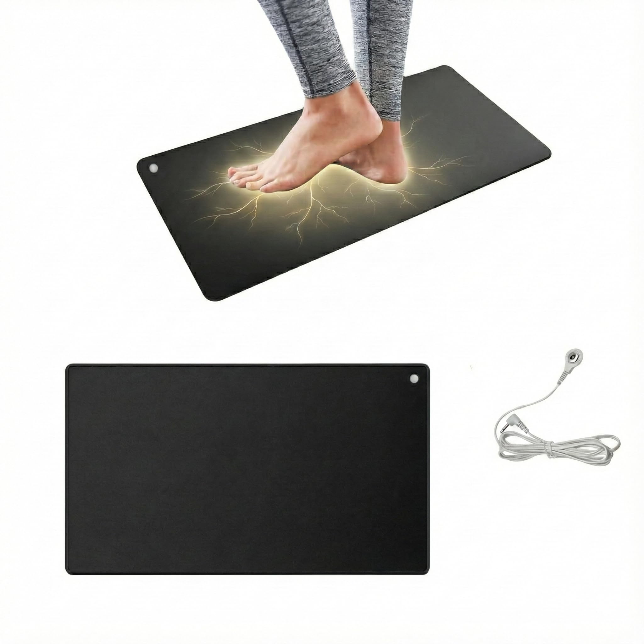 Tapis de sol 60 x 40 cm – Réduit l'anxiété et le stress, tapis de mise à la terre pour un meilleur sommeil et équilibre, pour usage à la maison, au bureau ou au travail