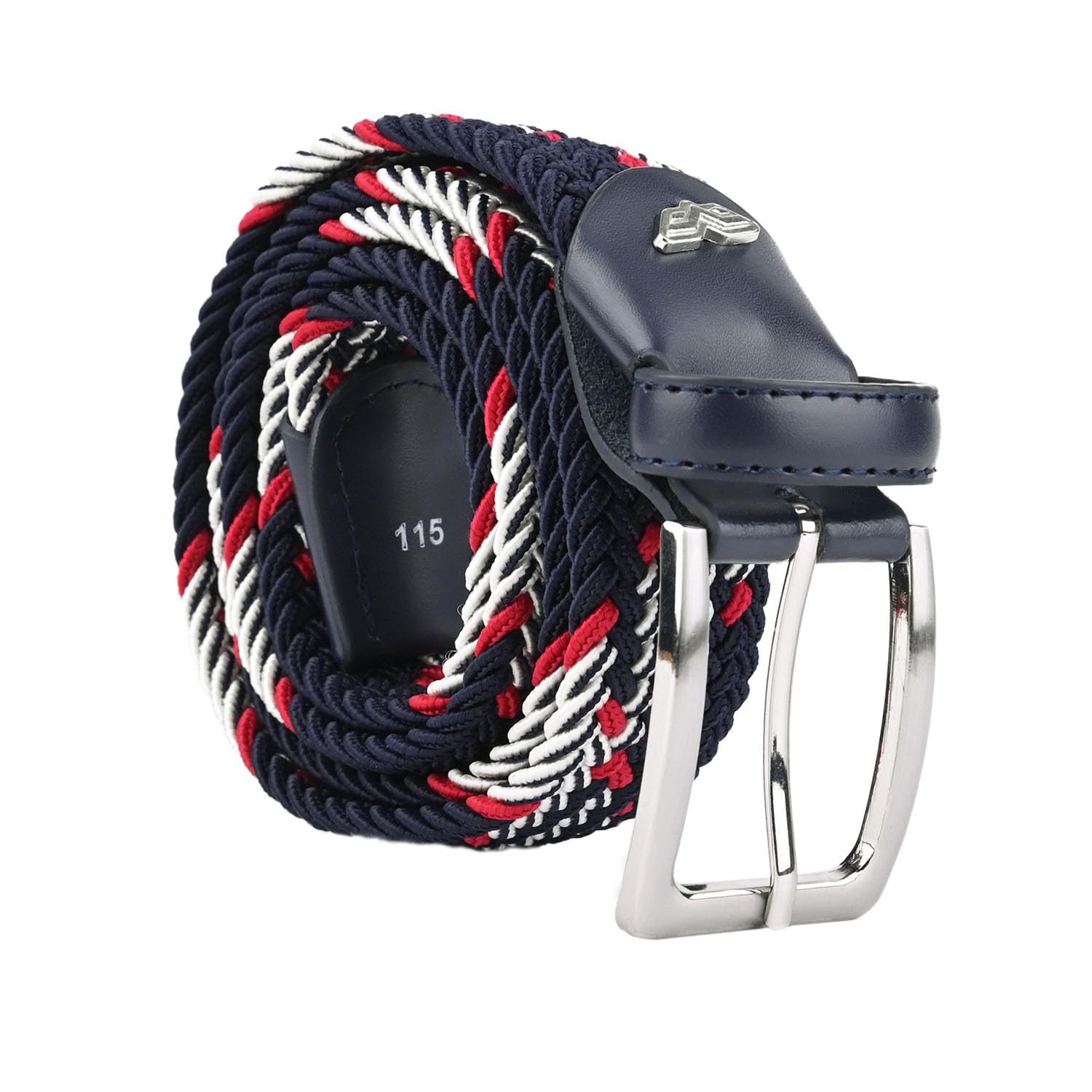 Armata di MareBraided Elastic Belt for Men and Women with Genuine Leather Inserts, Gift Box