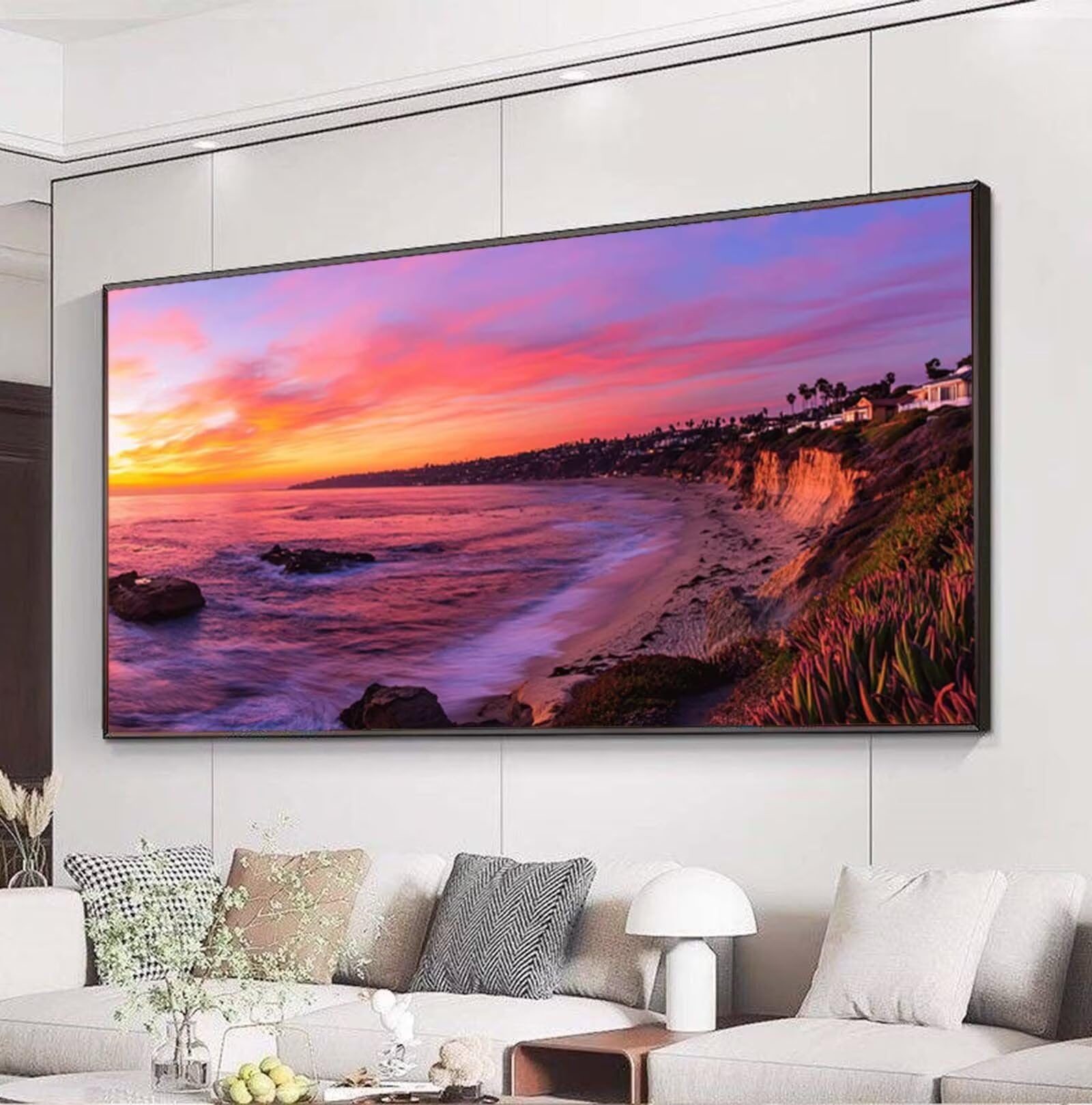 Diament Malarstwo Dorosły Duży Format Jezioro, 5D Diamentowe Malarstwo Haft Diamentowy Kompletny Zestaw, DIY Plaża Ścieg krzyżykowy Cyrkonie Diament Sztuka Hobby Kreatywne Dorośli, Dekoracja ścienna
