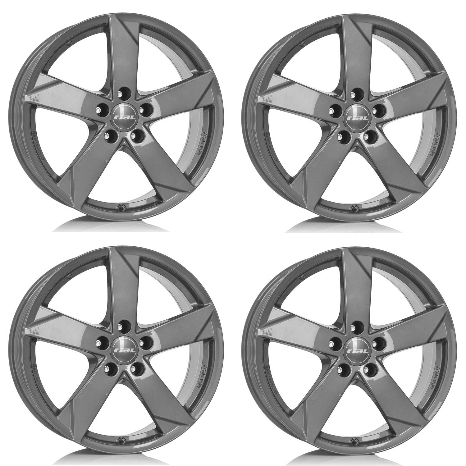 4x Rial Felgen Kodiak 6.0Jx16 ET50 5x112 graphit kompatibel mit SKODA Octavia Superb Yeti
