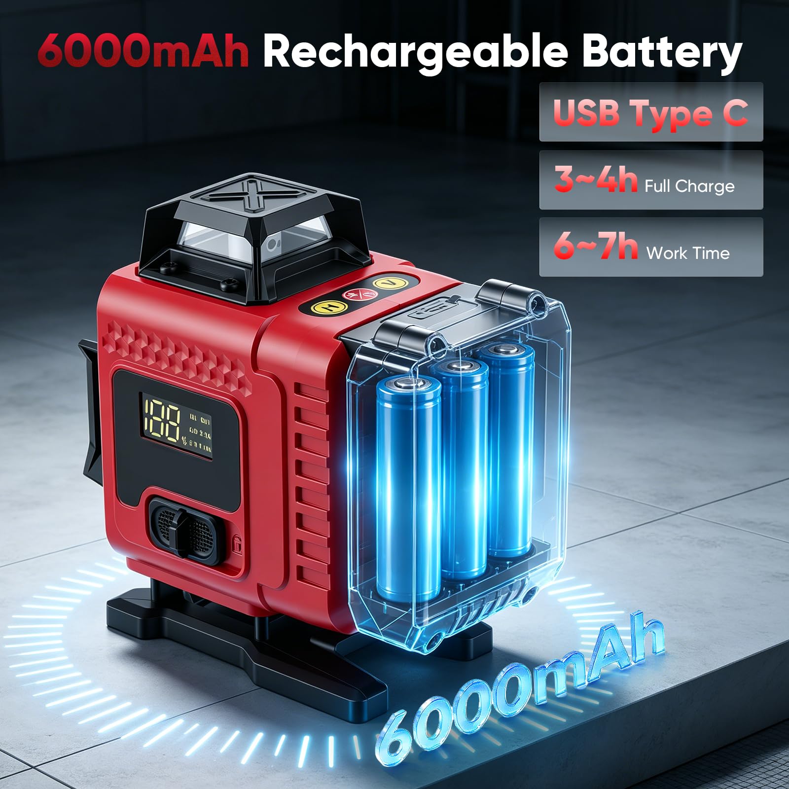 Laser Autolivellante 16 Linee 4D con Treppiede, Livella Laser Verde 4 x 360 ° con Batteria 6000mAh, Telecomando, per Piastrelle, Muri, Pavimenti, Cantieri, Interni