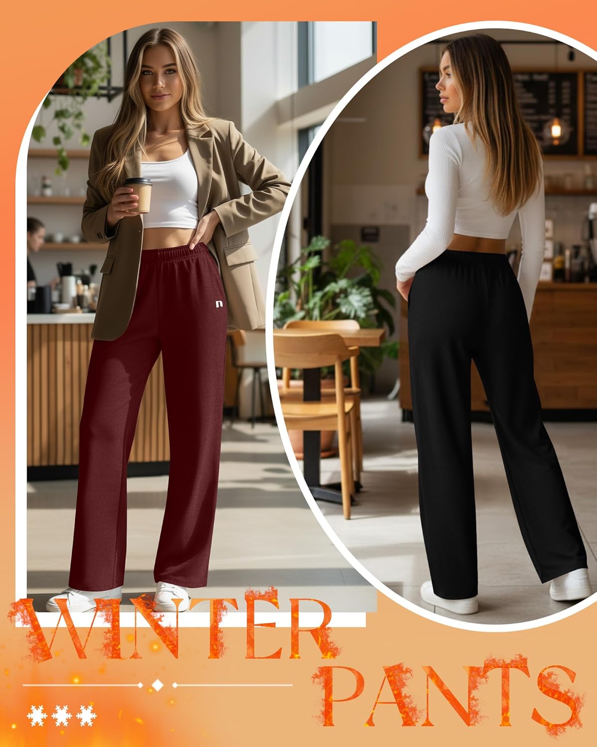 Neer 3 Pack Women's Fleece Lined Sweatpants Thermal Workout Baggy Joggers Elastic Wide Leg Lounge Pants with Pockets Winter - Image 6