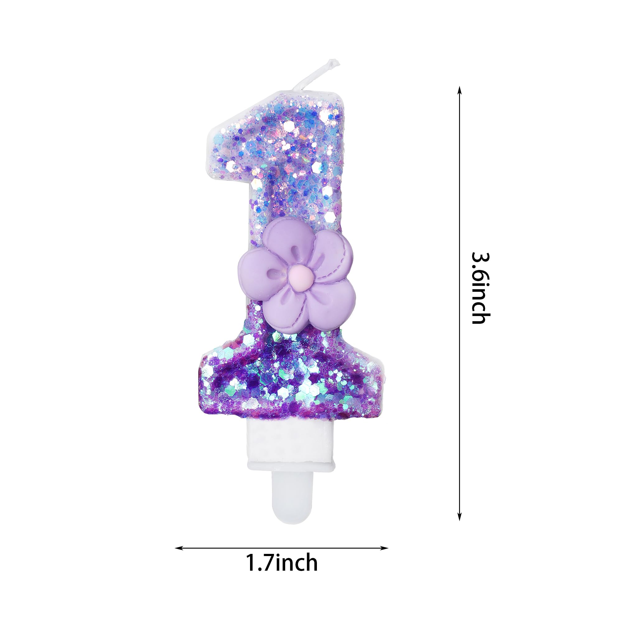 Number 1 Candles,Purple Flower Number Birthday Candles for Cake Purple Number Candle Creating a Romantic and Warm Atmosphere
