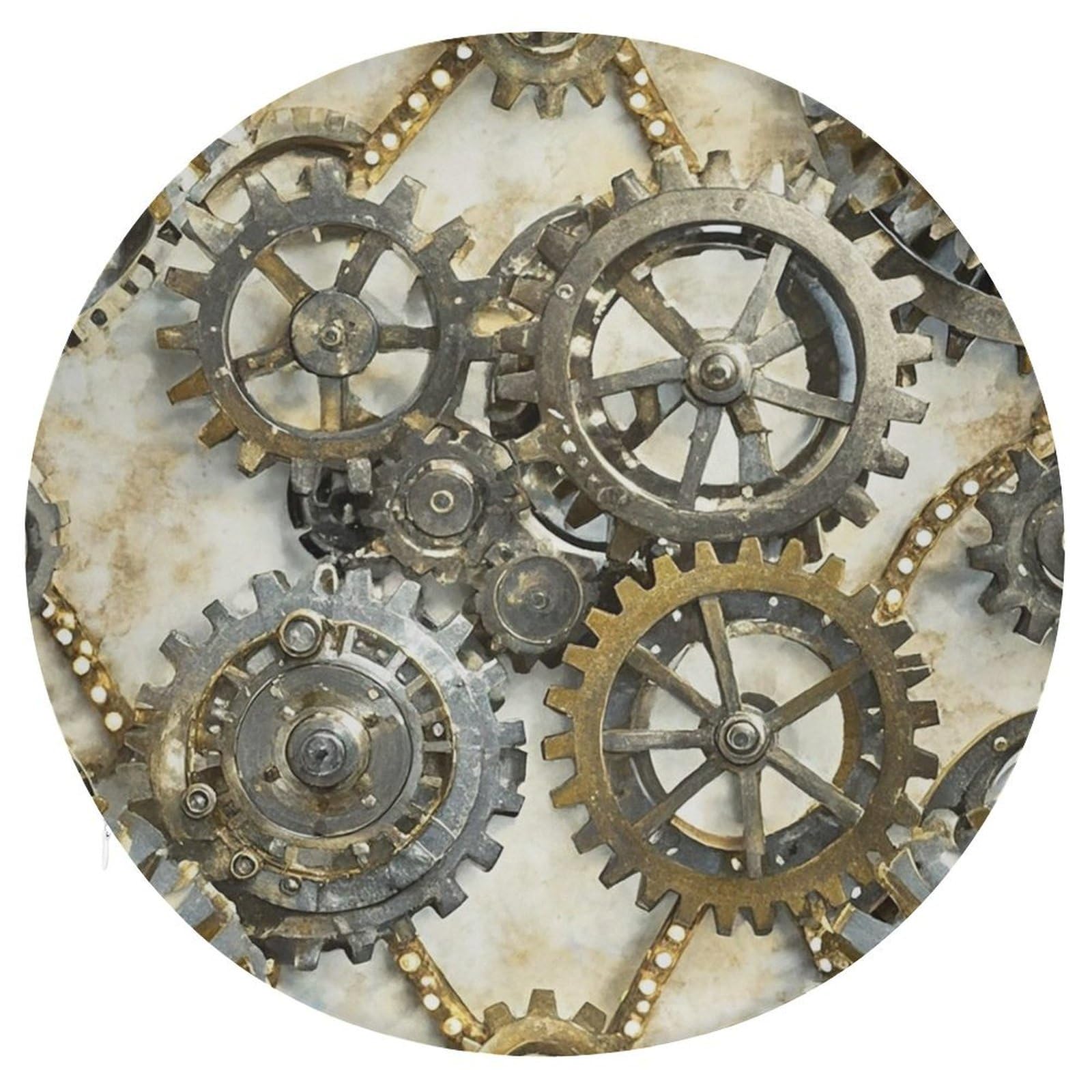 FekiLoot Steampunk Mechanical Chair Cushion, Round Memory Foam Cushion Soft Circle Cushion with Removable Cover, Fashion Decorative Cushion for Bedroom Sofa Kitchen Office, 15.3