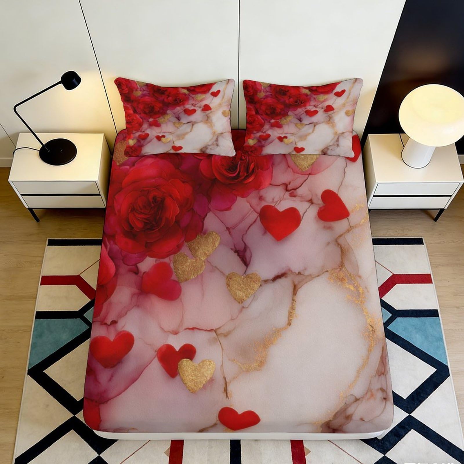 3D Printed Mermaid Pattern Fitted Sheet Microfiber Deep Pocket Non-Slip Bedroom Bedding Mermaid Mattress Fitted Cover Washable 120x200x25cm