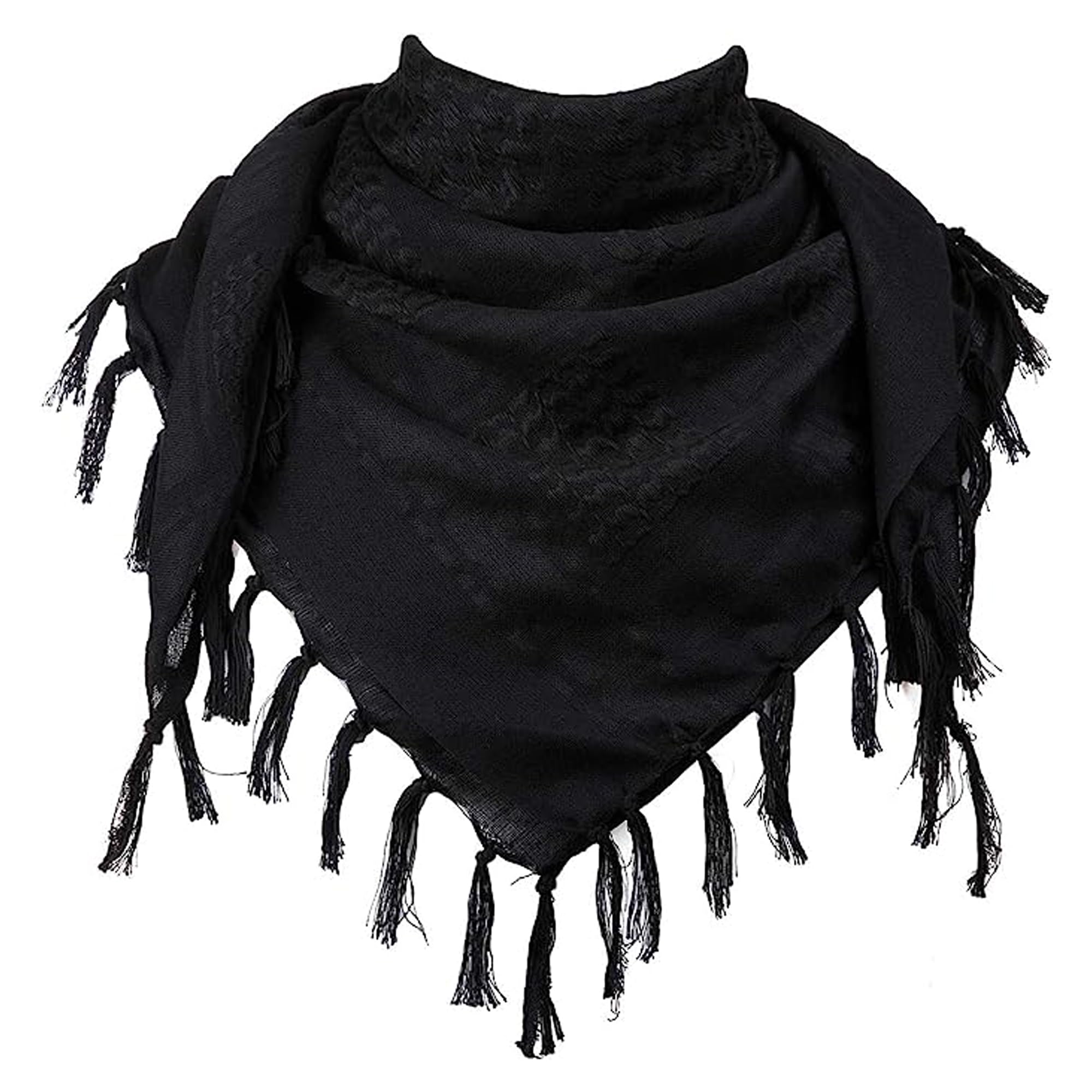 Cotton Shemagh Tactical Desert Keffiyeh Scarf Arab Sun Hat Wrap Soft SAS Army Military Heack Neck Mask Scarf (Black)