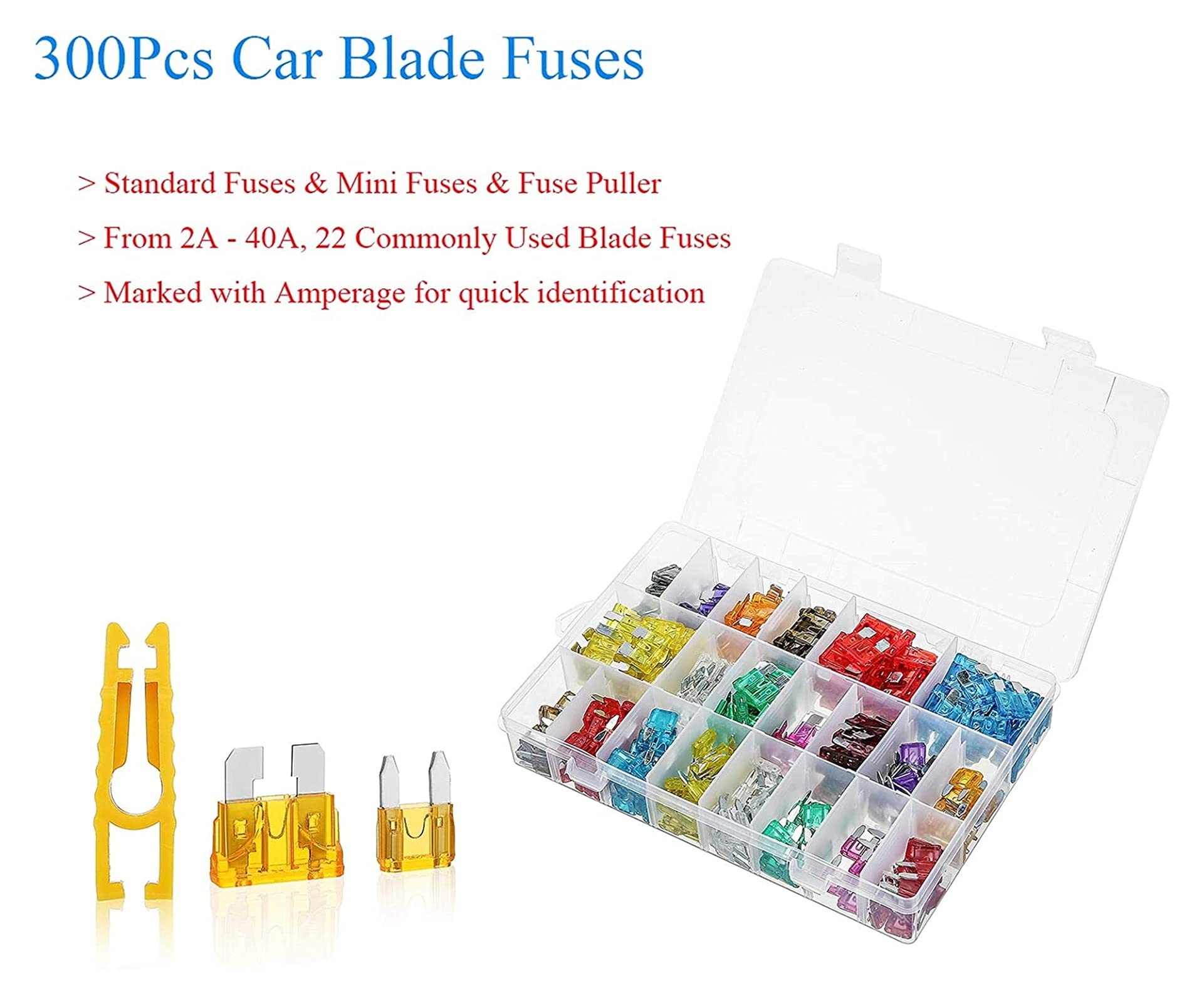 300 stücke 2/3/5/7/10/15/20/25/30 A Sicherung Auto Flachsicherung Sortiment Assorted Kit Mini Kleine Größe Klinge Set Auto LKW Kfz Sicherung