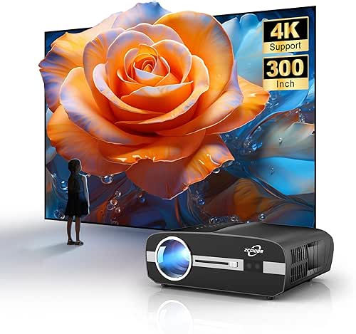 LED 4K Projector with WiFi and Bluetooth, 1800 ANSI Ultra