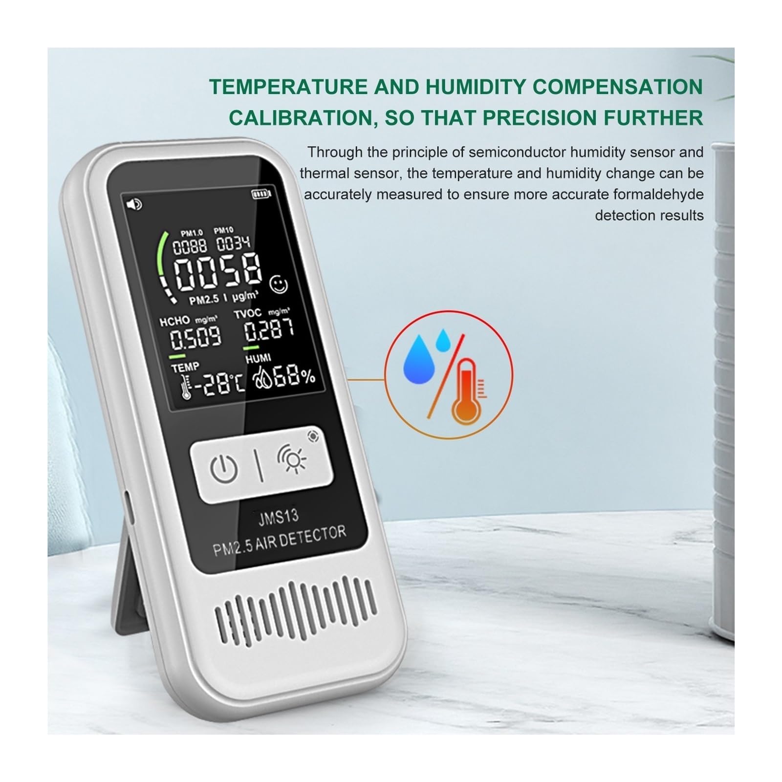 5 W 1 Monitor Jakości Powietrza PM2.5 HCHO TVOC Test Wilgotności Miernik Temperatury Wielofunkcyjny Detektor Gazu Tester Domowy