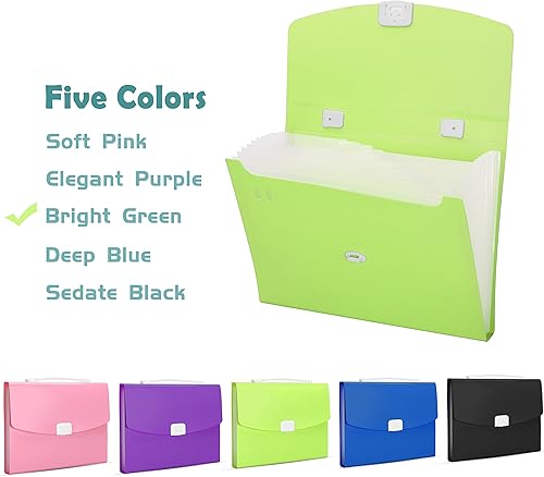 Miniatura 24 de Carpeta de archivos expandible de 13 bolsillos, organizador mensual de archivos de acordeón, tamaño carta, carpeta de documentos tamaño A4 con asa