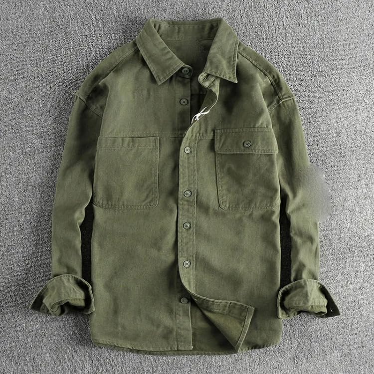 Chemise vêtement de travail homme coton délavé ample mi-saison confortable - 7