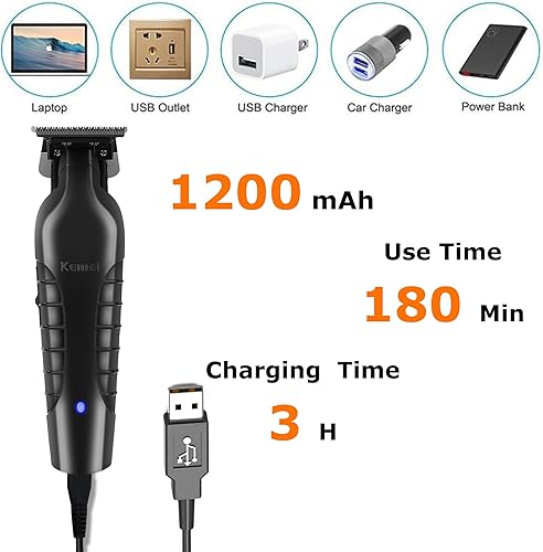 Miniatura 4 de Kemei 2299 Cortadora profesional de pelobarba para hombres, cortapelos sin huecos para barbero con hoja en T, recargable inalámbrica