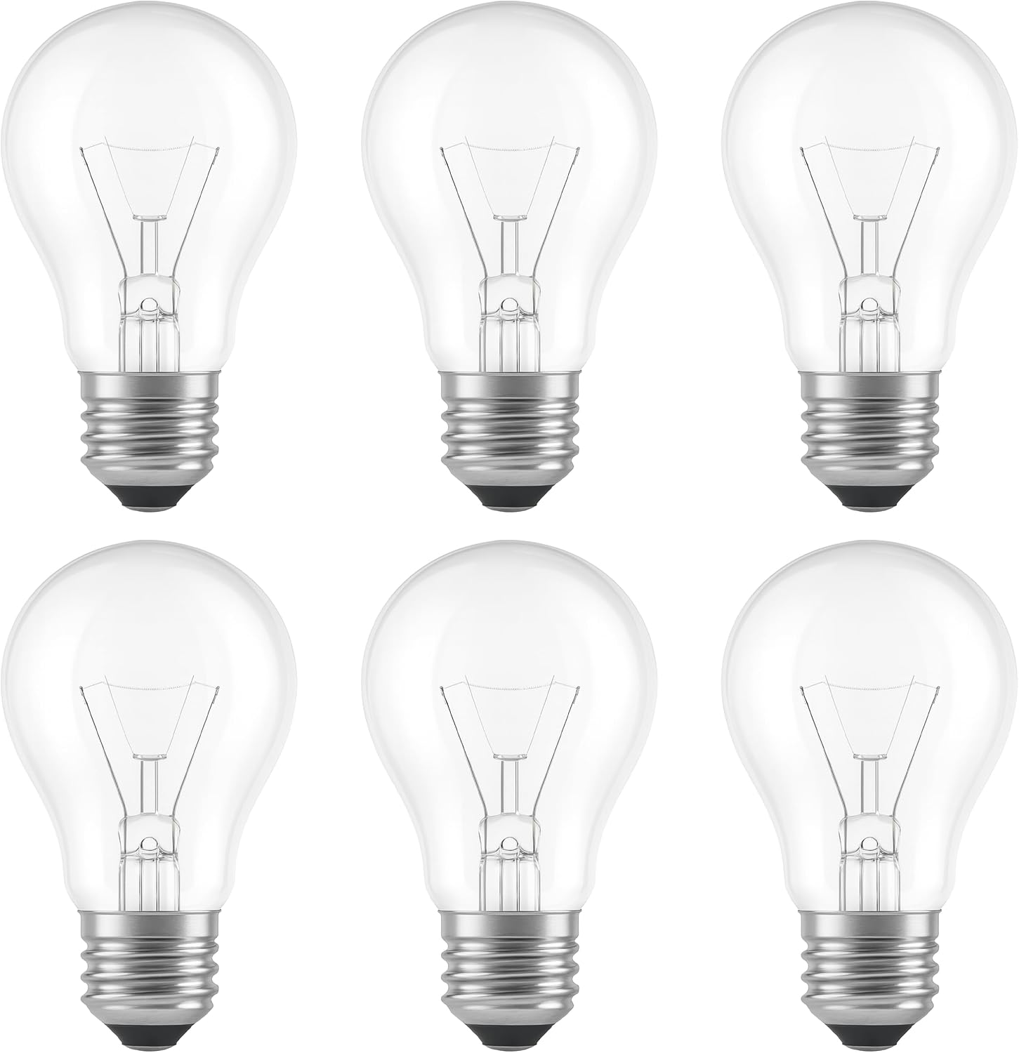 A15 Incandescent Bulbs 40 Watt (6-Pack) Small Bulb, E26 Medium Base, Clear Finish Light Bulb, 2700K Warm White, 340 Lumens, Dimmable Bulb, Vibration Resistant Filament, 40A15C, 130V