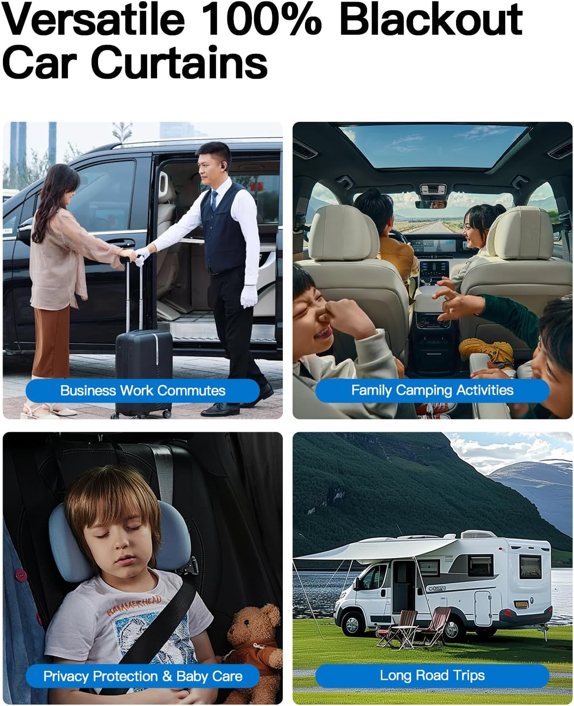 3PCS FOLUMAD Car Privacy Window Covers – Blackout Sun Shades for Baby, Camping, Traveling, Sleeping, Universal Interior Car Curtains (Upgraded Oxford) - 7